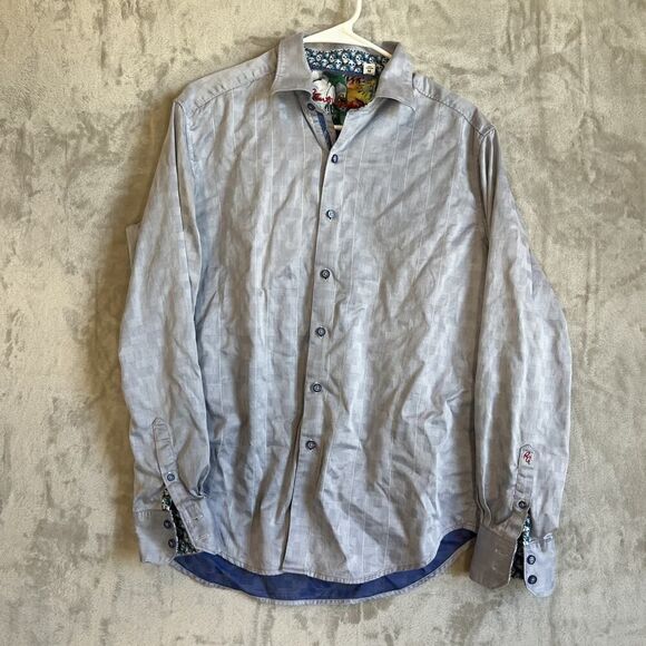 Robert Graham Men’s Blue Checkered Long Sleeve Flip Cuff Button Up Shirt Size M - Picture 1 of 8
